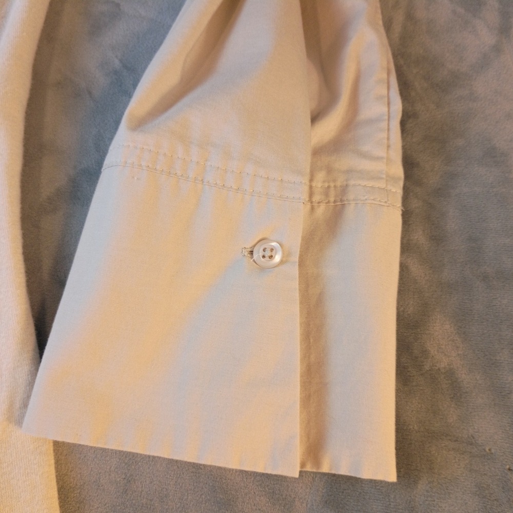 Zac & Rachel Womens Beige Pleated Front 3/4 Sleeve Button Down Shirt Large - Picture 8 of 8